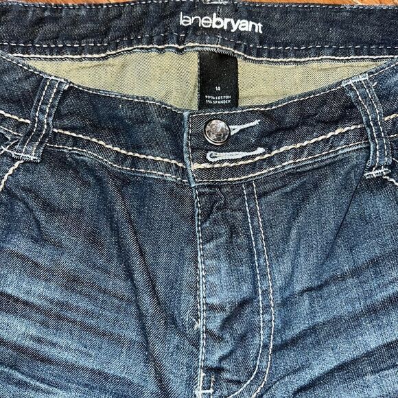 Lane Bryant Women’s size 14 cropped denim capris jeans Raw edge Hem - Picture 8 of 14